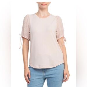 Adrianna Papell Crew Neck Clip Dot Short Sleeve